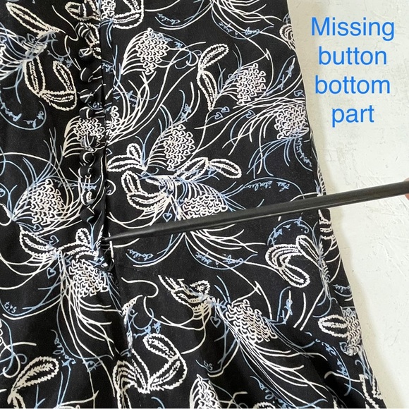 Cinq A Sept Size 4 Black Blue Button V-Neck Maxi Lisette Dress Size 2 - Picture 8 of 11